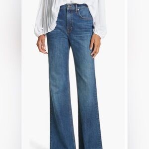 Vince High-Rise Wide-Leg Jeans in Mid Blue